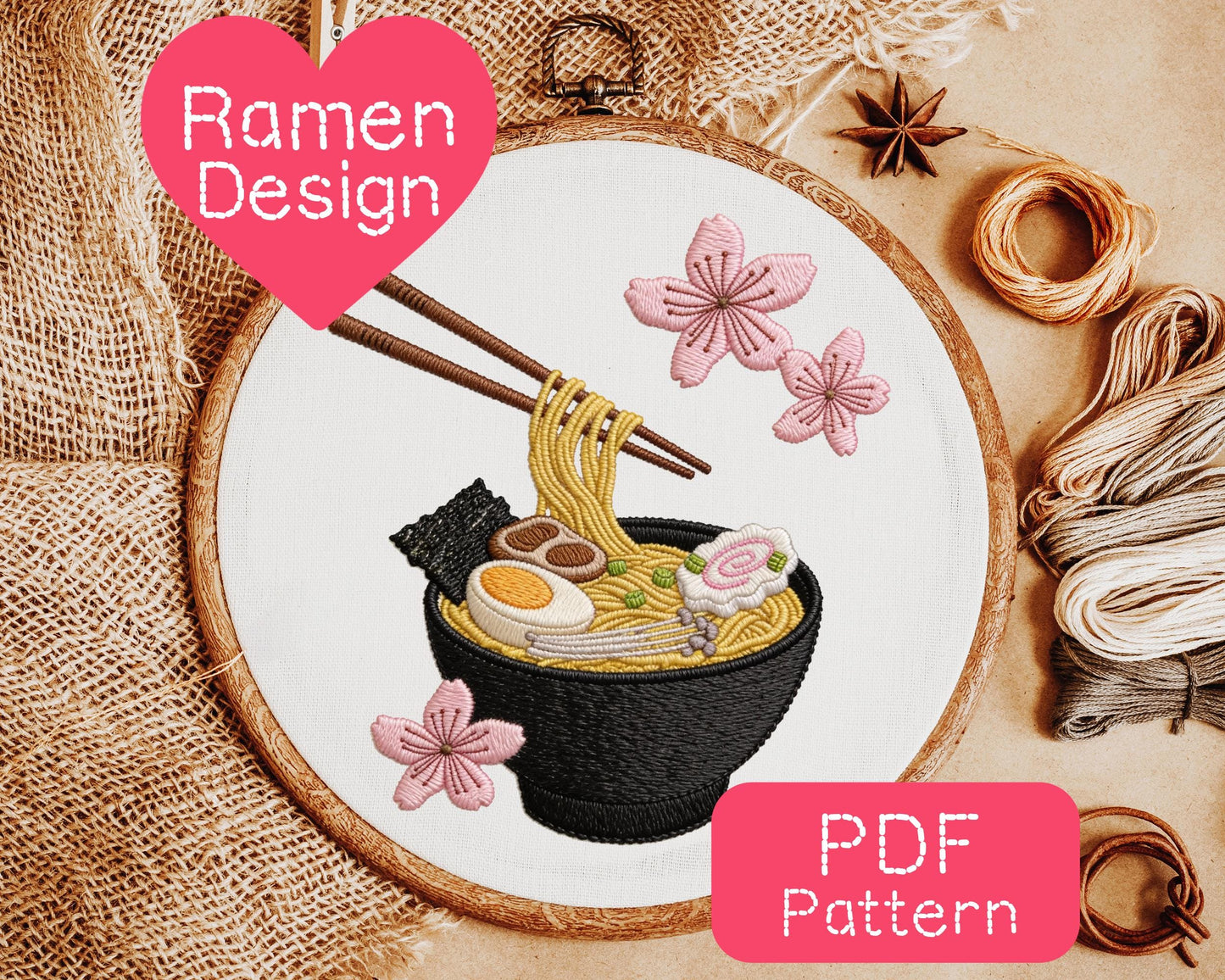 Japanese Ramen Embroidery Pattern