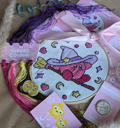 Wizard Kirby Hand Embroidery - Complete Starter Kit 7"