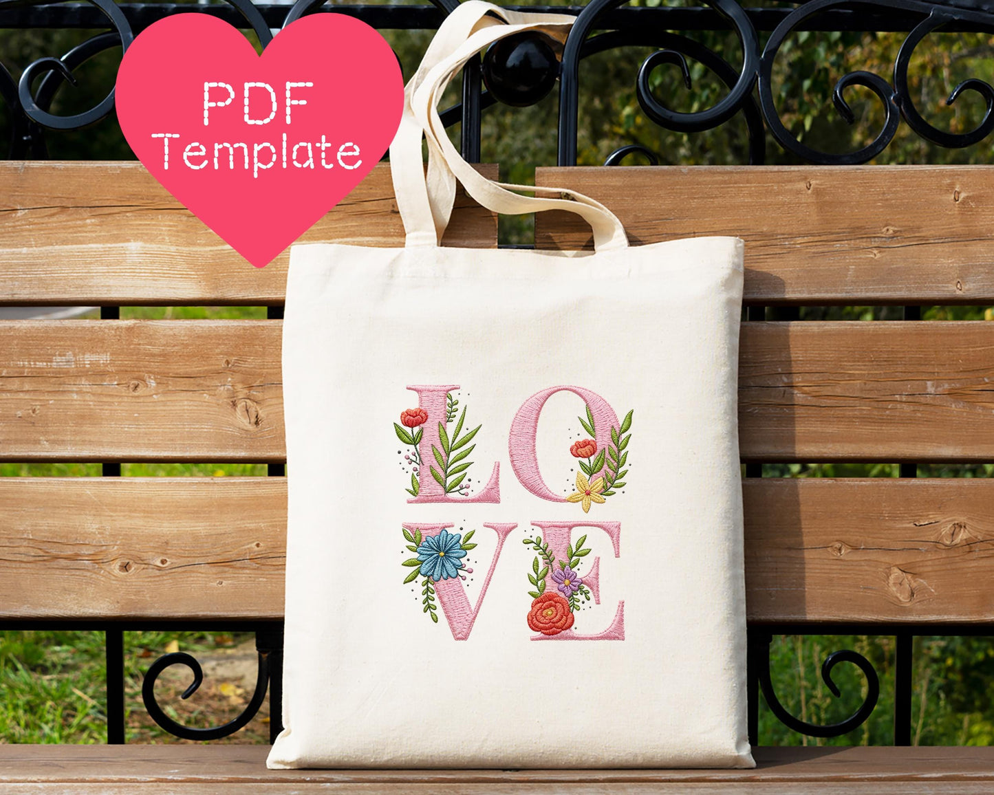 Love Floral Letters Embroidery Pattern (3-8" Hoop Size)
