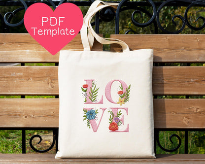 Love Floral Letters Embroidery Pattern (3-8" Hoop Size)