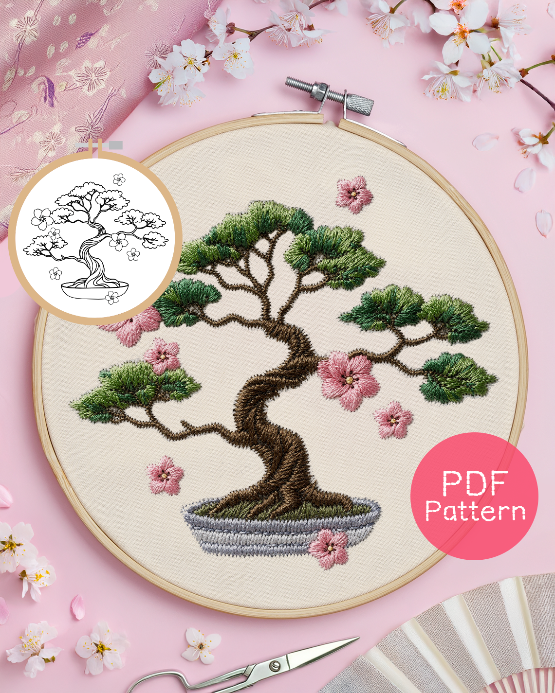 Bonsai-Baum-Stickmuster
