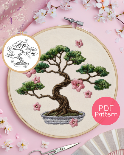 Bonsai-Baum-Stickmuster