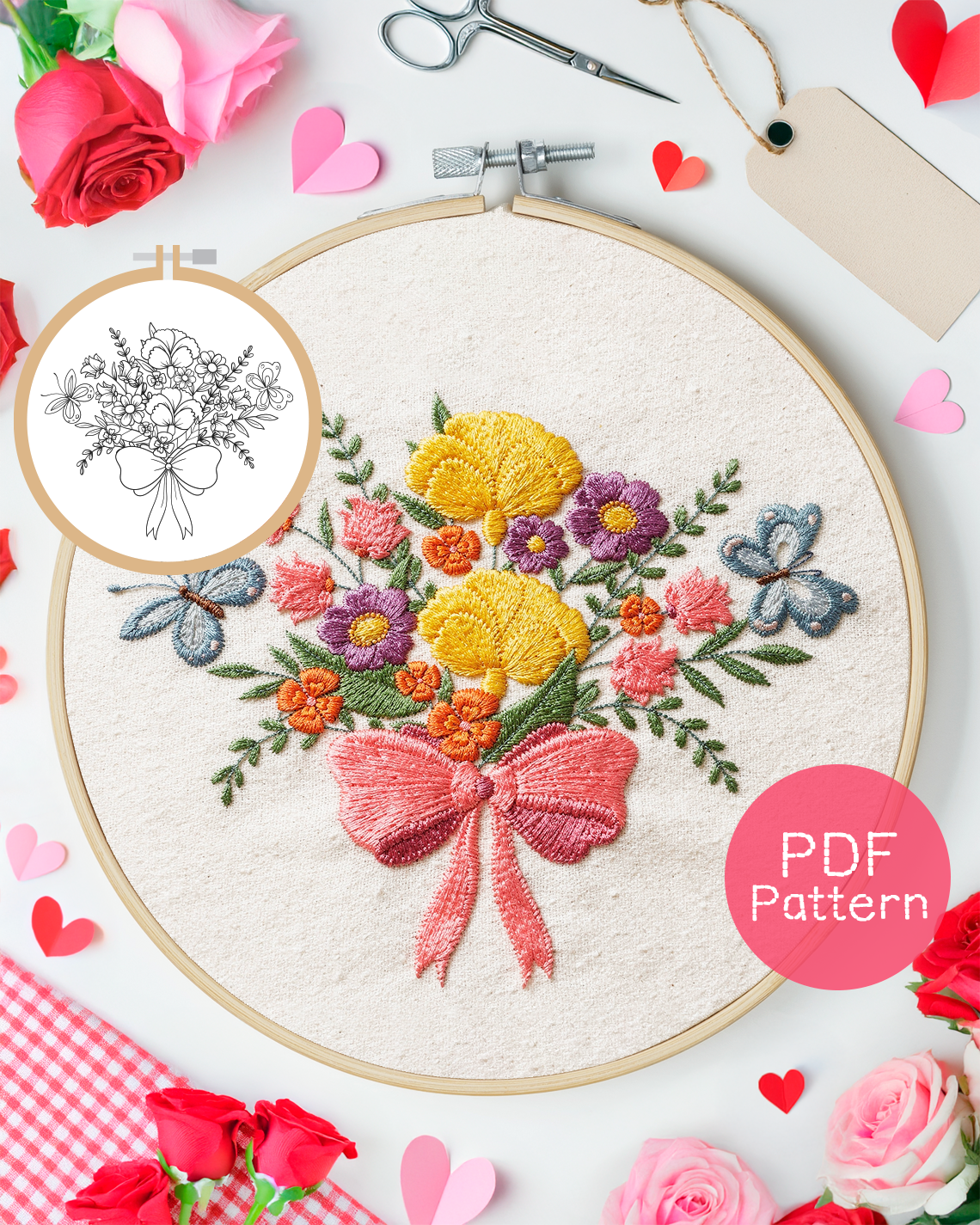 Floral Bouquet Embroidery Pattern