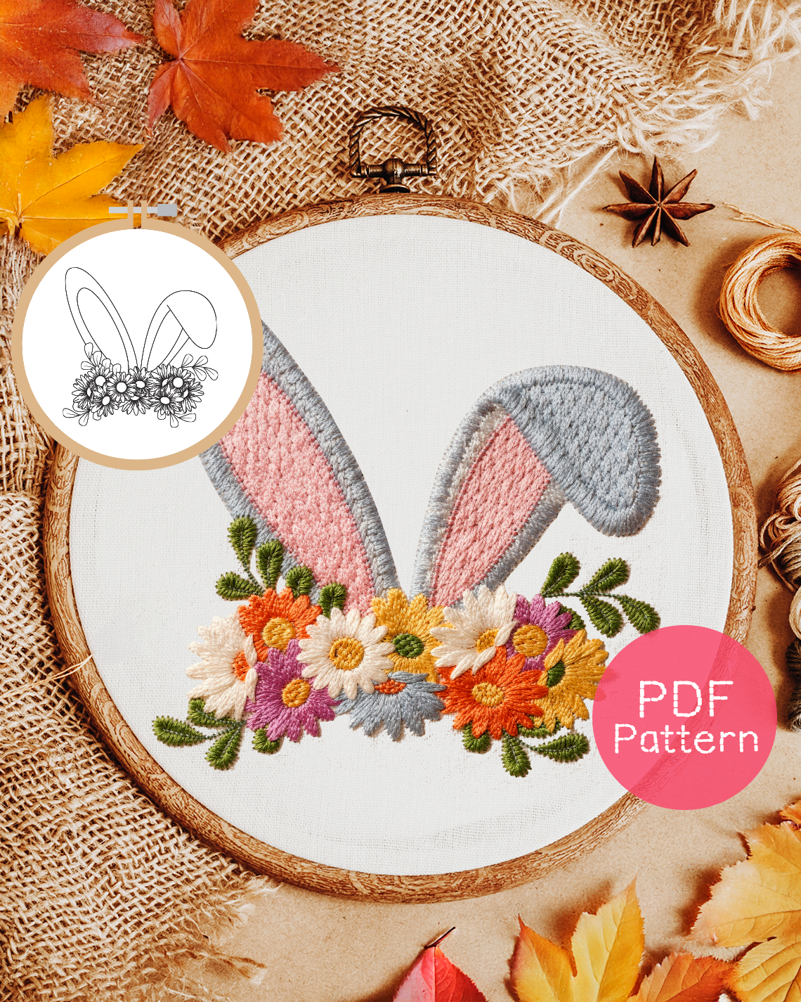 Easter Bunny Ears Embroidery Pattern