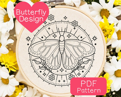 Butterfly Garden Embroidery Pattern
