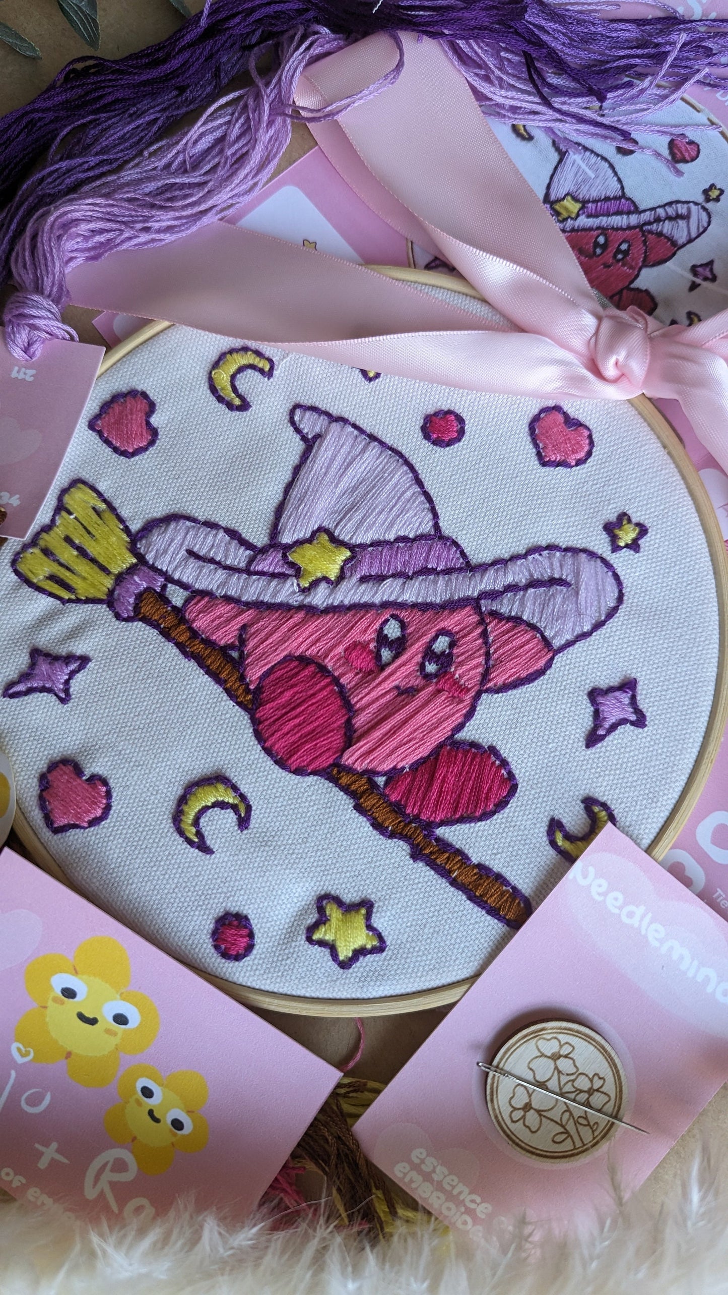 Wizard Kirby Hand Embroidery - Complete Starter Kit 7"
