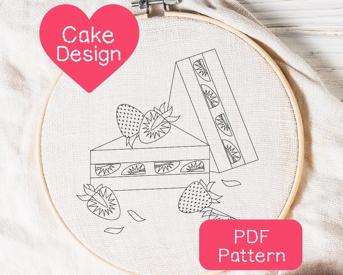 Strawberry Cake Embroidery Pattern