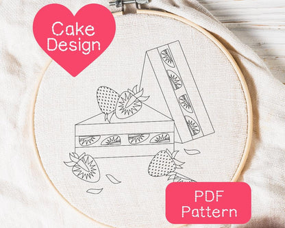 Strawberry Cake Embroidery Pattern