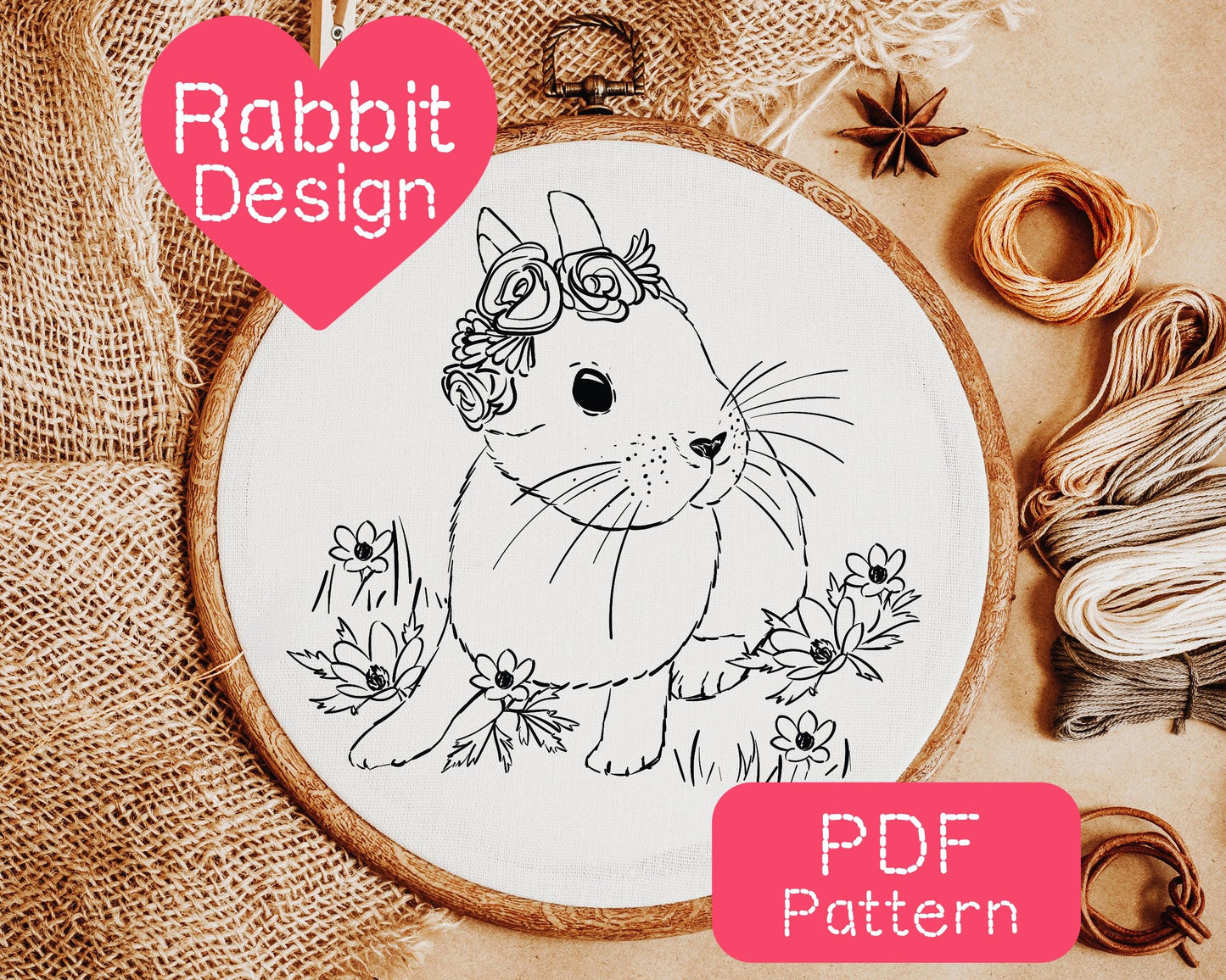 Easter Rabbit Embroidery Pattern