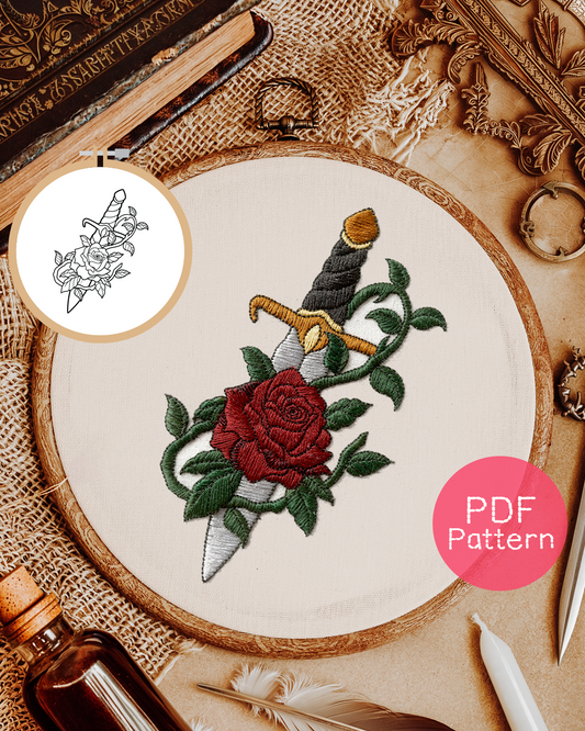 Stickmuster Rose Dagger