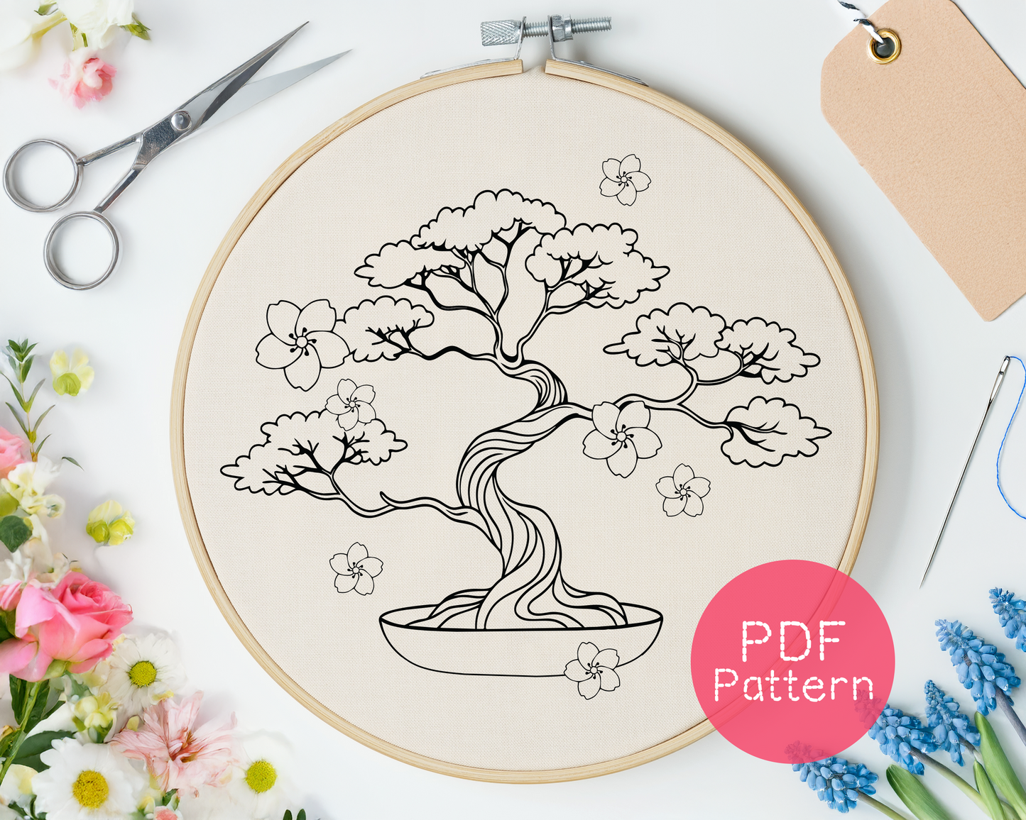 Bonsai-Baum-Stickmuster