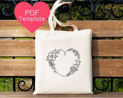 Flower Heart Embroidery Pattern