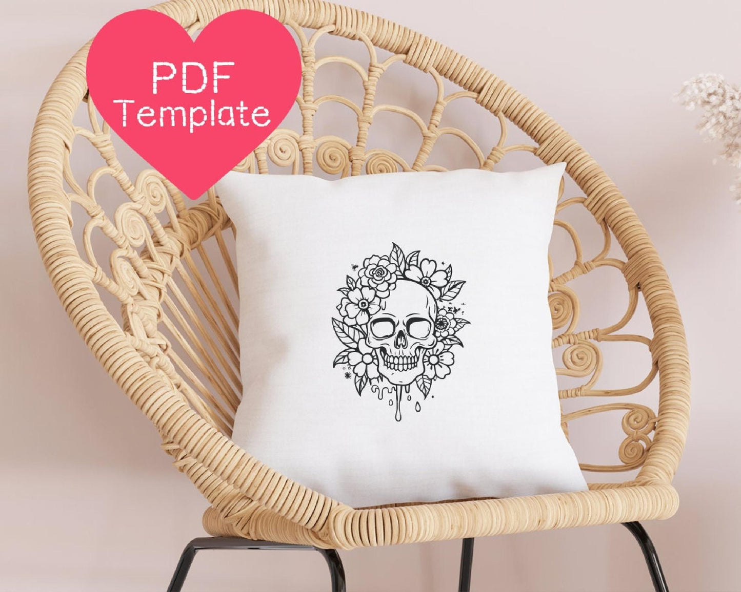 Floral Skull Embroidery Pattern