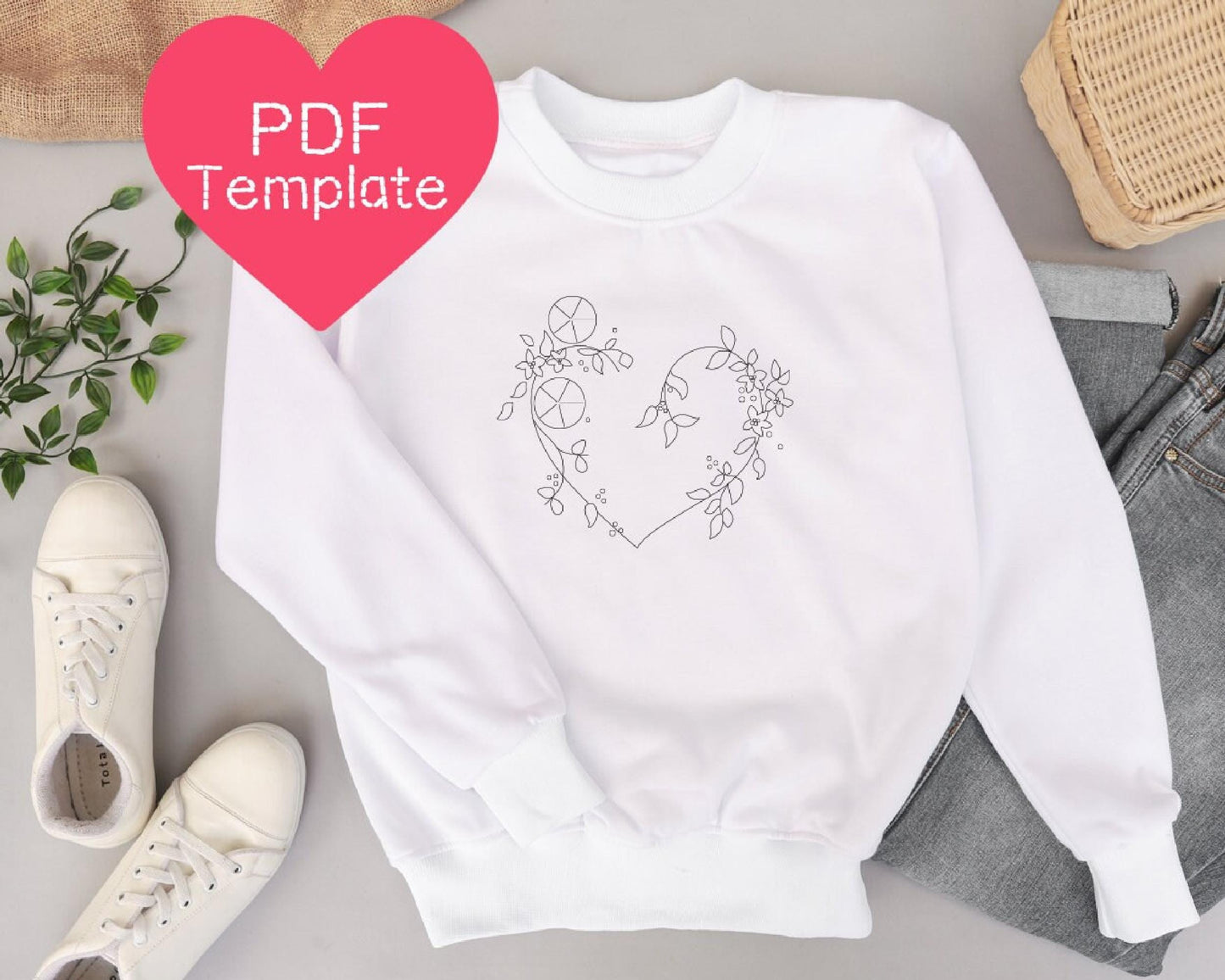 Floral Heart Embroidery Pattern