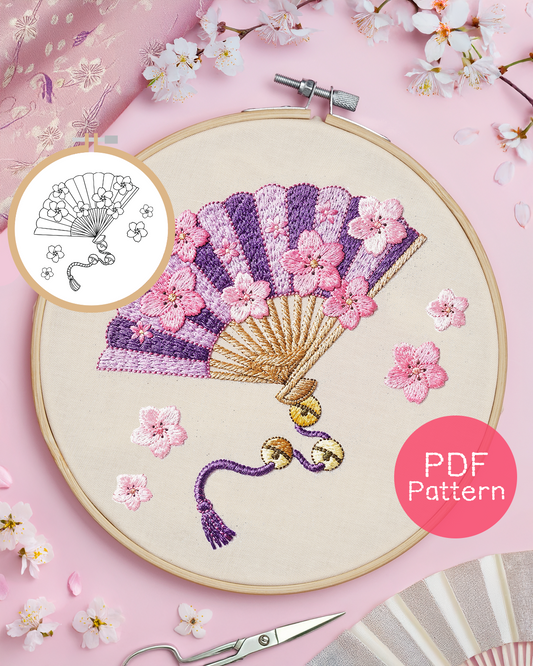 Japanese Fan Embroidery Pattern