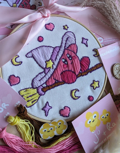 Wizard Kirby Hand Embroidery - Complete Starter Kit 7"