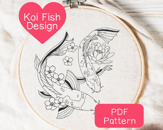 Japanese Koi Fish Embroidery Pattern