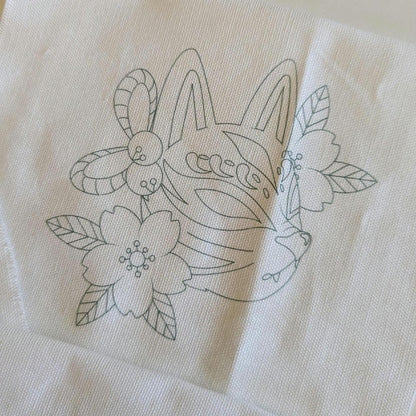 Pre-Printed Embroidery Fabric Panel: Beginner Hand Embroidery Design (PDF Pattern Included)