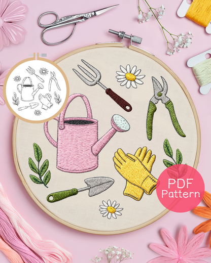 Spring Garden Tools Embroidery Pattern