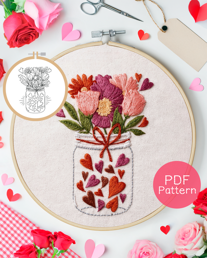 Jar of Hearts Embroidery Pattern