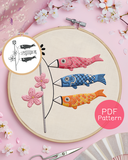 Japanese Koinobori Embroidery Pattern