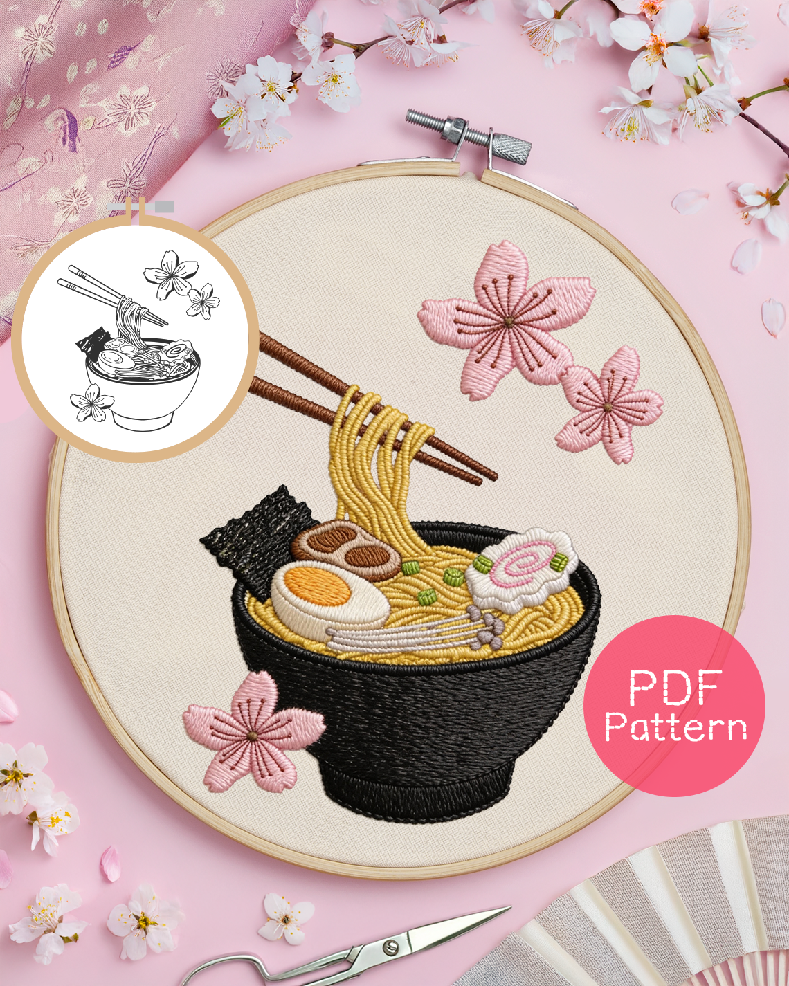 Japanese Ramen Embroidery Pattern