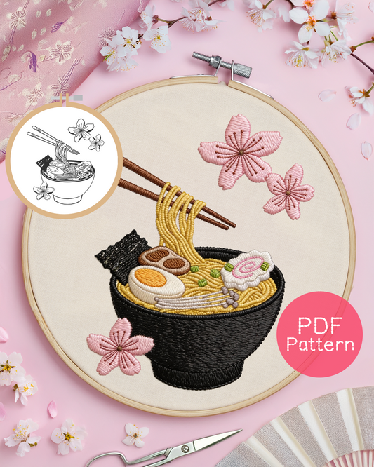 Japanese Ramen Embroidery Pattern