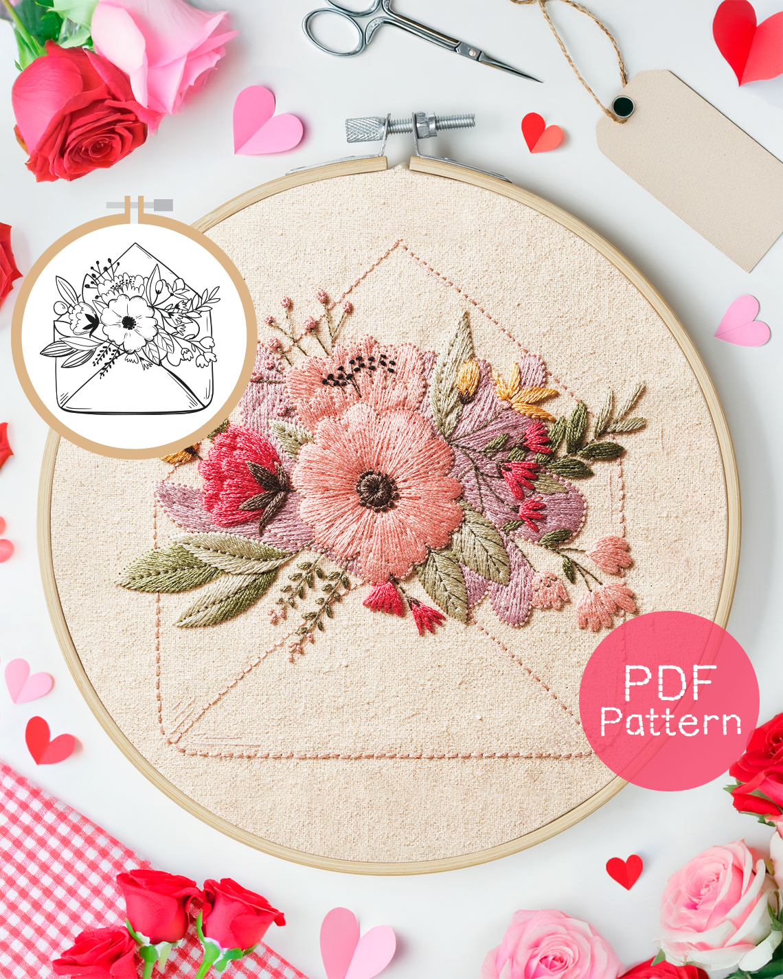 Floral Envelope Embroidery Pattern