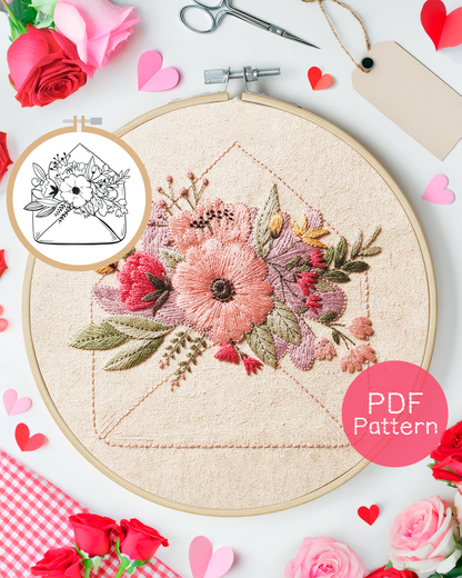 Floral Envelope Embroidery Pattern