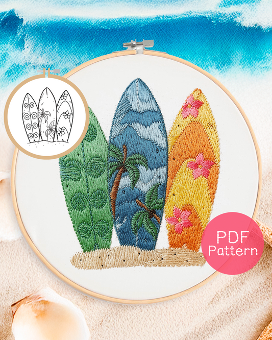 Surfboard Embroidery Pattern
