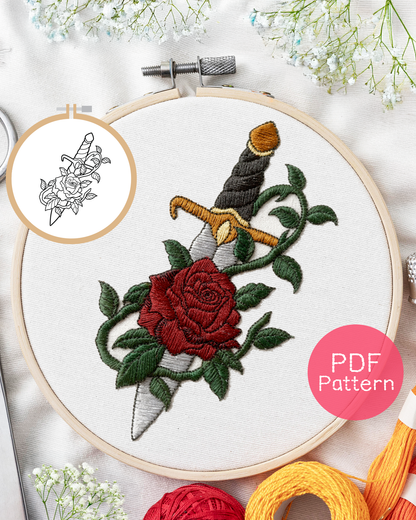 Stickmuster Rose Dagger
