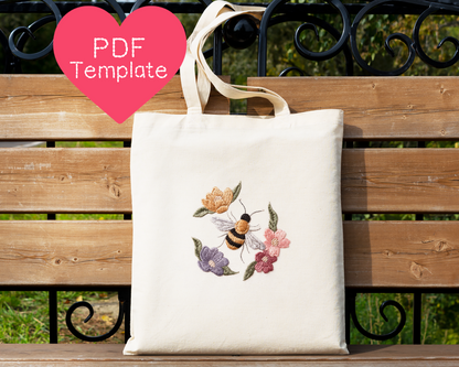 Stickmuster Biene und Blumen