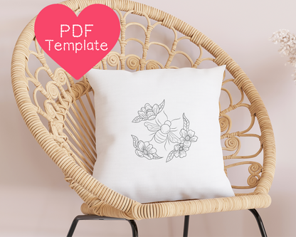 Stickmuster Biene und Blumen