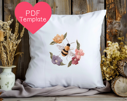 Stickmuster Biene und Blumen